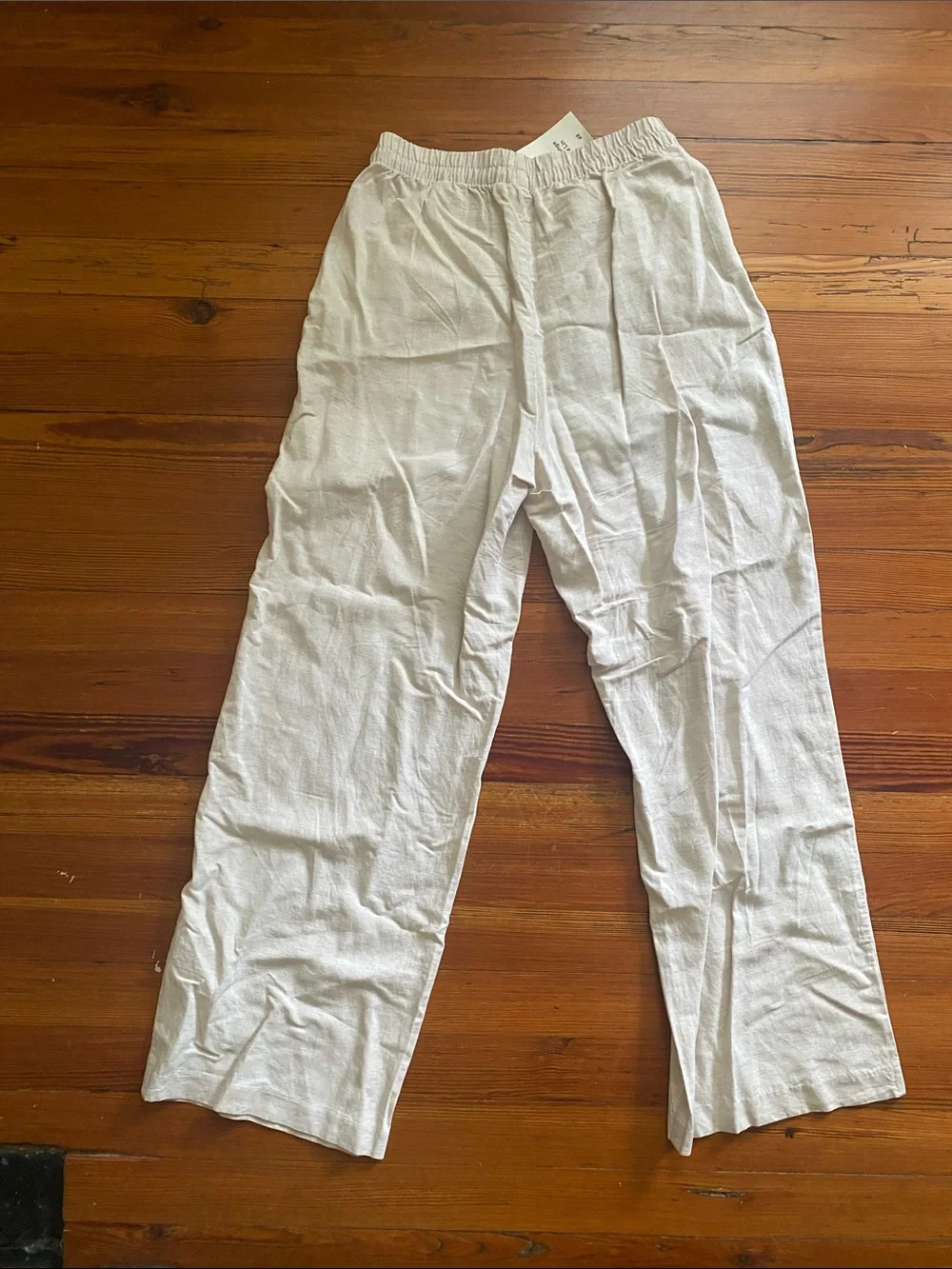 H&M Wide-Leg Linen-Blend Pants in Light Beige, new with tags / never worn
